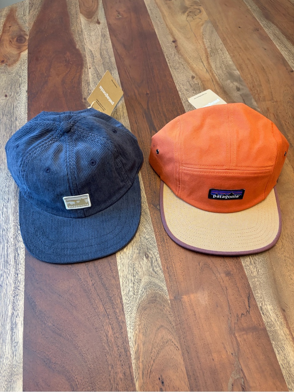 Patagonia Hats - Rust Orange 5-Panel Hat & navy blue Corduroy Hat